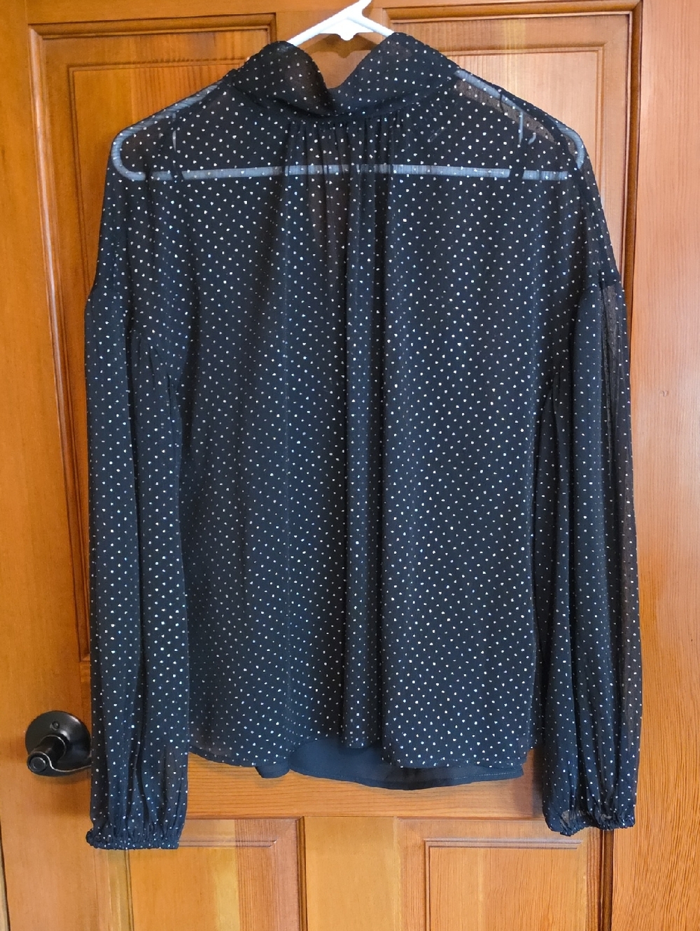 Sanctuary Black Blouse with Gold Slarkly  Polka Dots